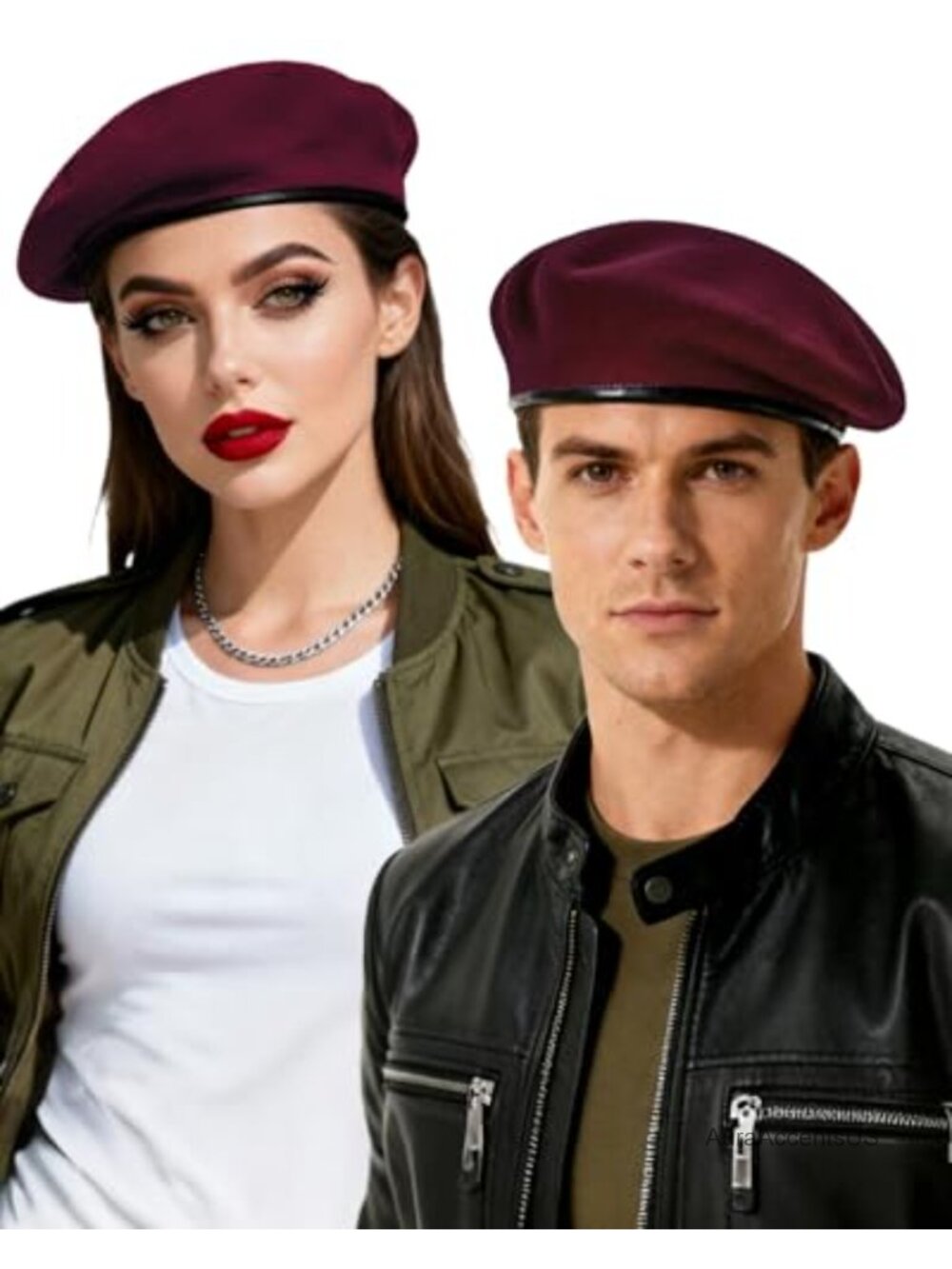 Vintage Military Wool Beret Hat for Men Women Adjustable